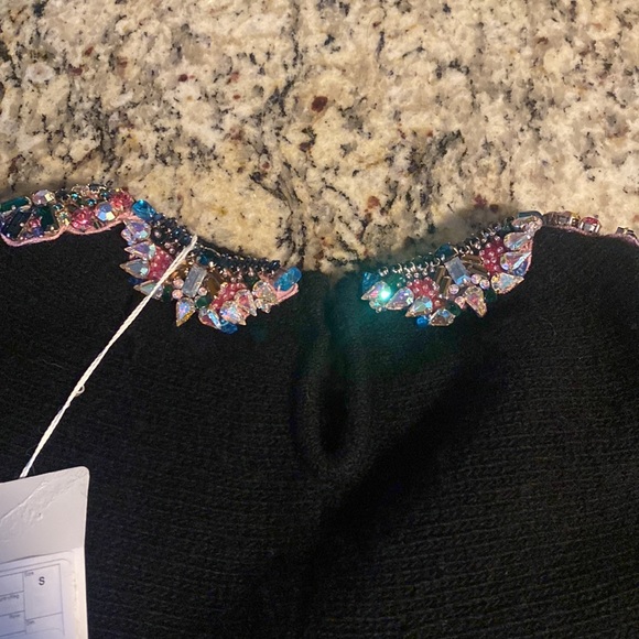 Valentino Wool-Silk Sweater w/ Embroidered Butterfly Neck - Picture 7 of 7